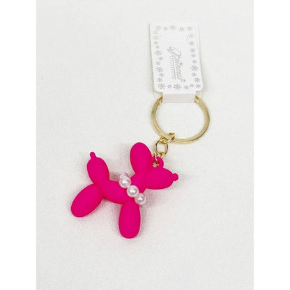 Balloon Puppy Keychain Colorful with Pearl Necklace, Adorable Dog Accessory for Purses, Birthday Gift for Fashionistas - Nifty Decor & More