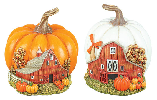 Barn Harvest Scene Pumpkin