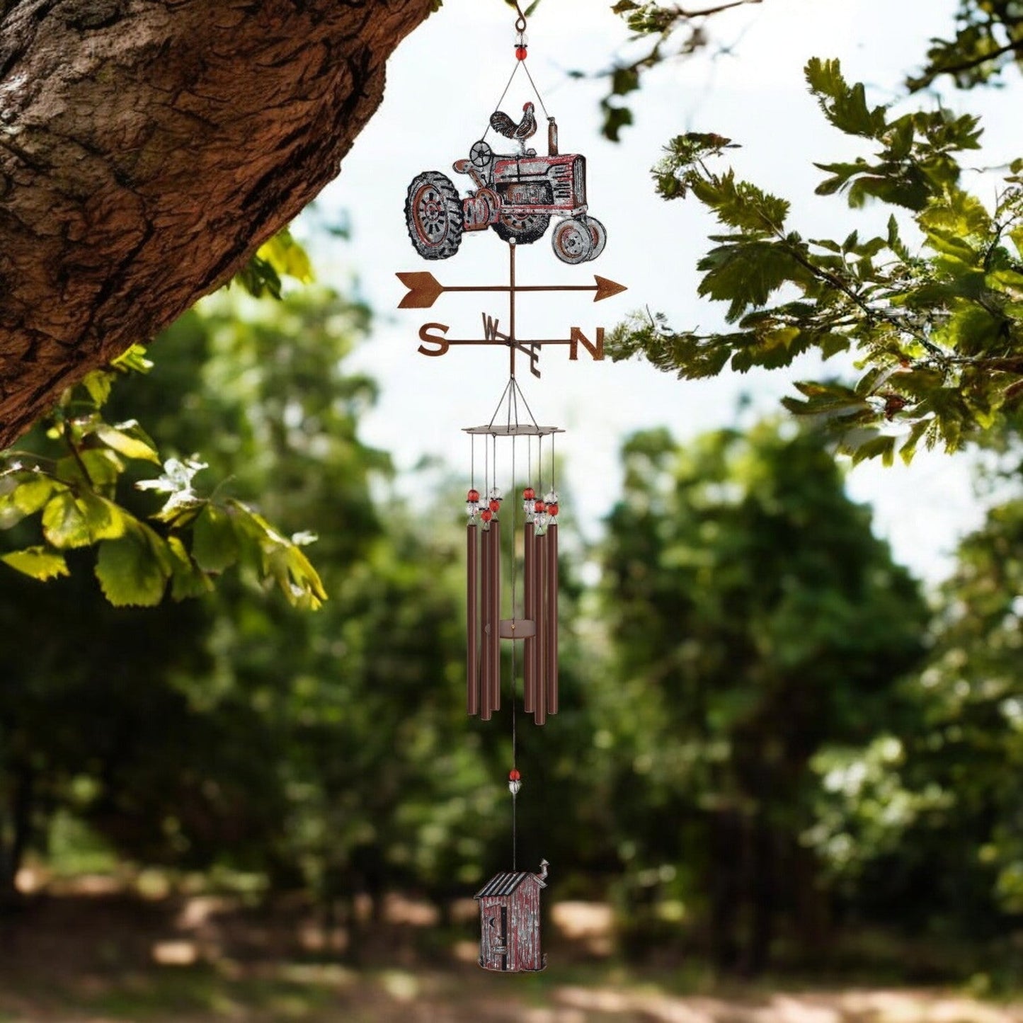 Barnyard Tractor Metal Chime, Rustic Garden Decor, Outdoor Wind Chime, Farmhouse Gift for Garden Lovers - Nifty Decor & More