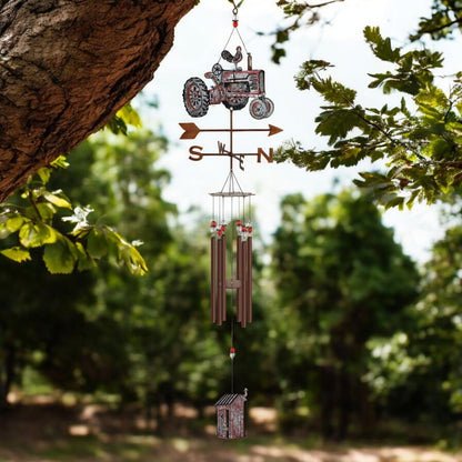 Barnyard Tractor Metal Chime, Rustic Garden Decor, Outdoor Wind Chime, Farmhouse Gift for Garden Lovers - Nifty Decor & More