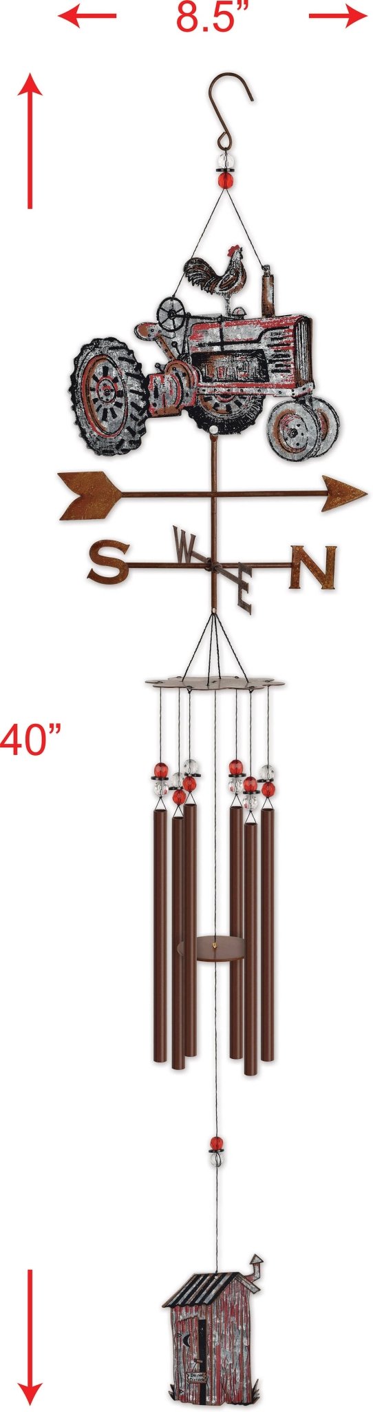 Barnyard Tractor Metal Chime, Rustic Garden Decor, Outdoor Wind Chime, Farmhouse Gift for Garden Lovers - Nifty Decor & More