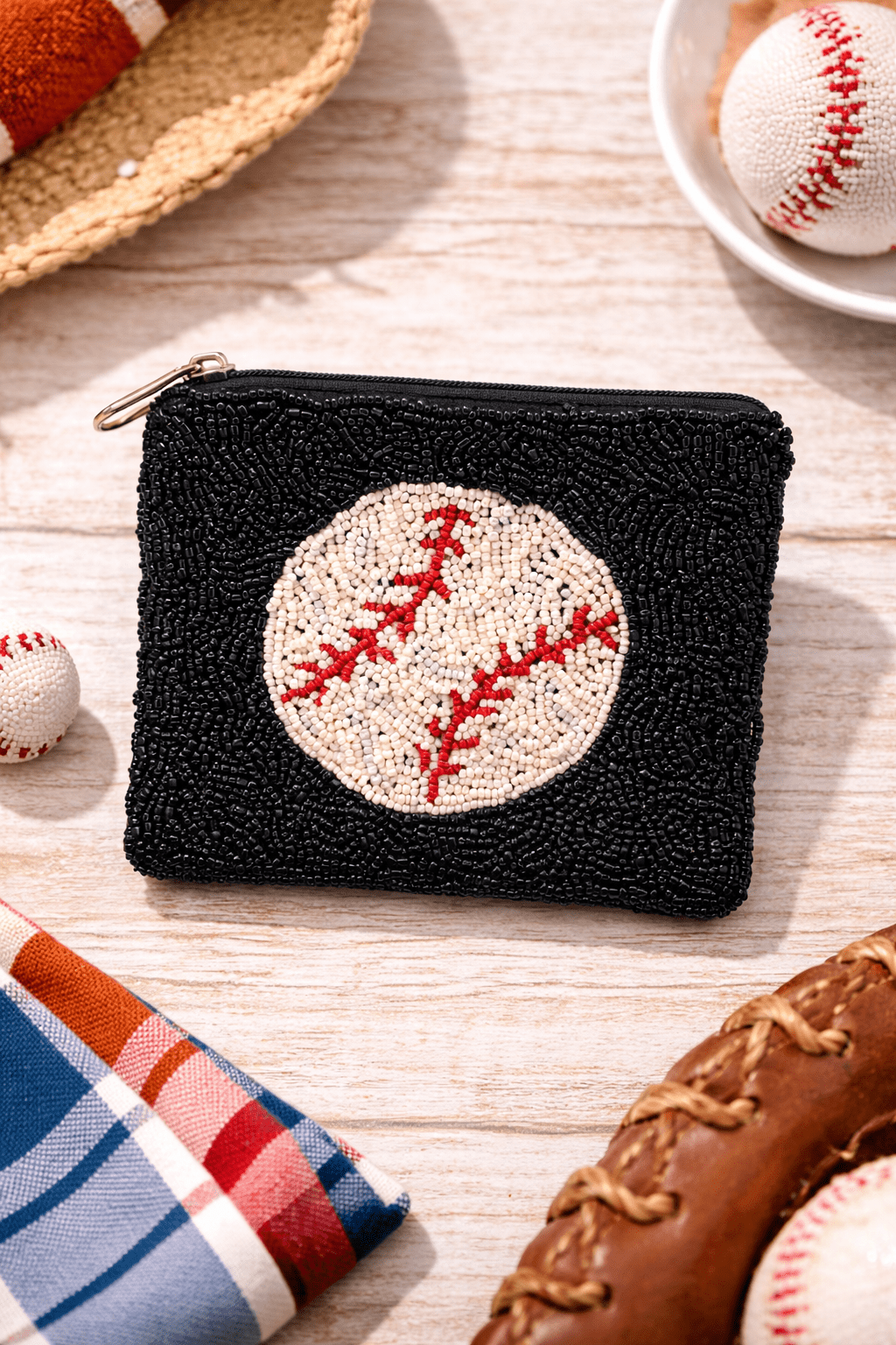 Baseball Beaded Coin Pouch - Nifty Decor & More