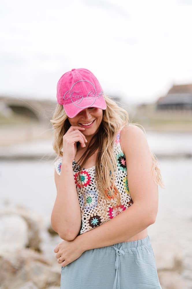 Baseball Cap Hat Stonewashed - Hot Pink RTS