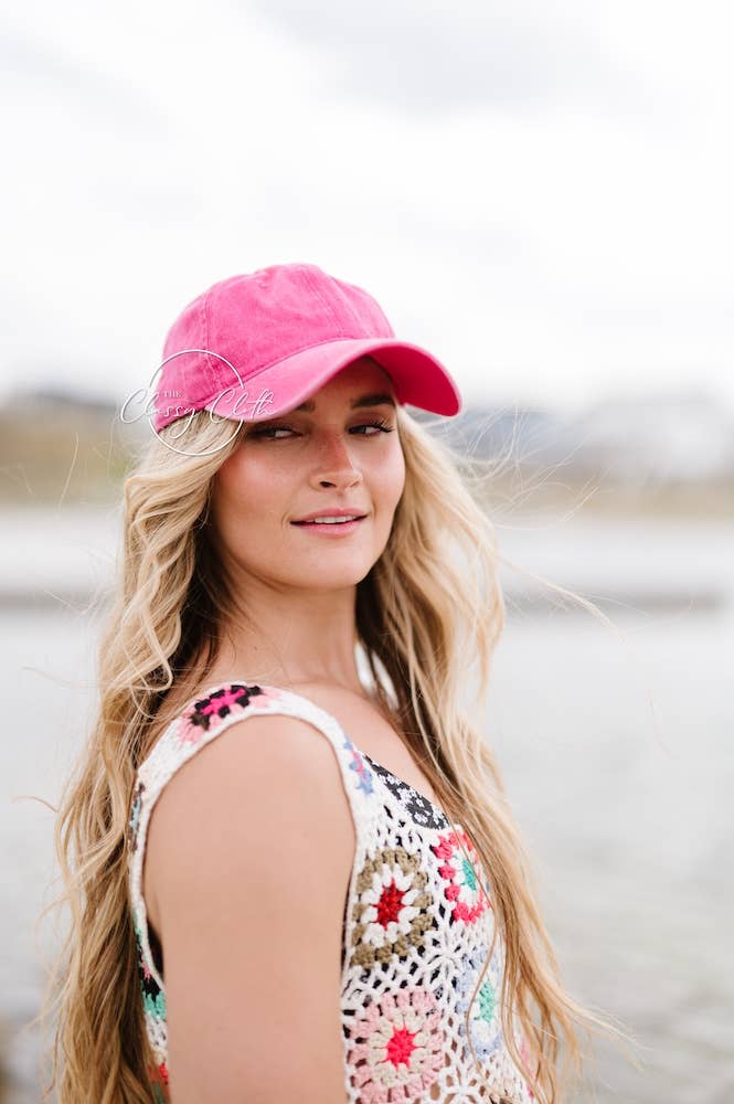Baseball Cap Hat Stonewashed - Hot Pink RTS
