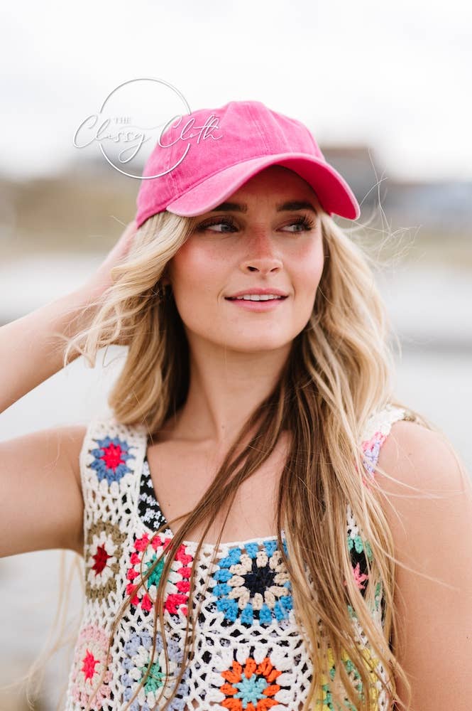 Baseball Cap Hat Stonewashed - Hot Pink RTS