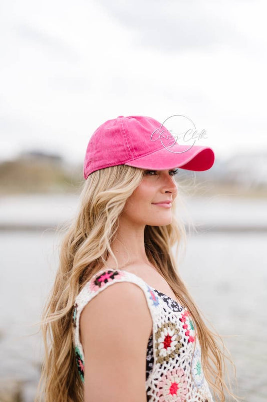 Baseball Cap Hat Stonewashed - Hot Pink RTS