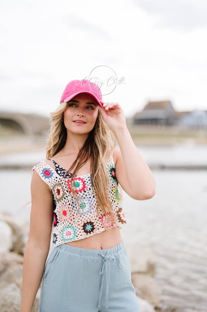 Baseball Cap Hat Stonewashed - Hot Pink RTS
