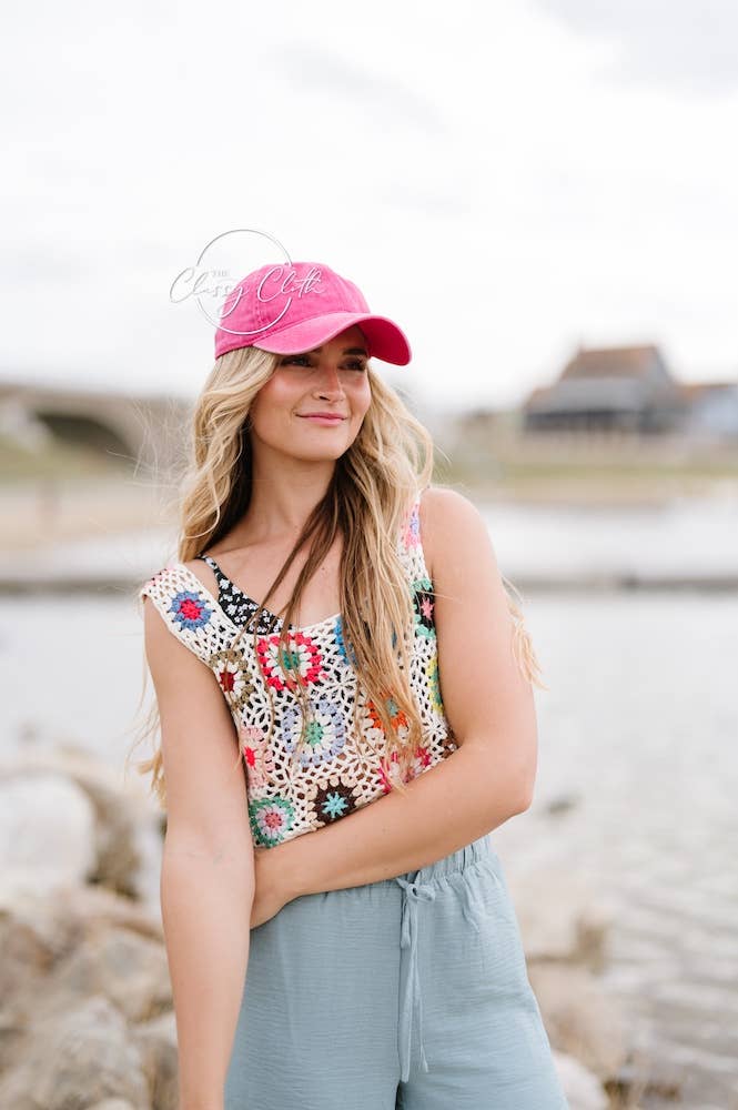 Baseball Cap Hat Stonewashed - Hot Pink RTS