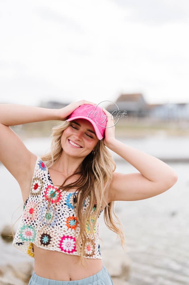 Baseball Cap Hat Stonewashed - Hot Pink RTS