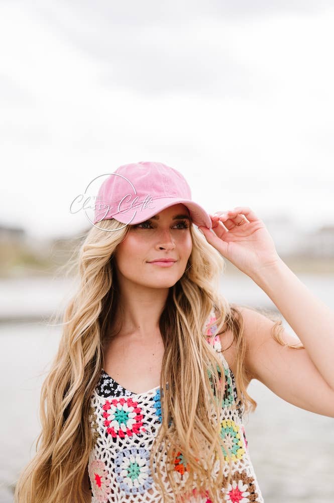 Baseball Cap Hat Stonewashed - Mauve Pink RTS