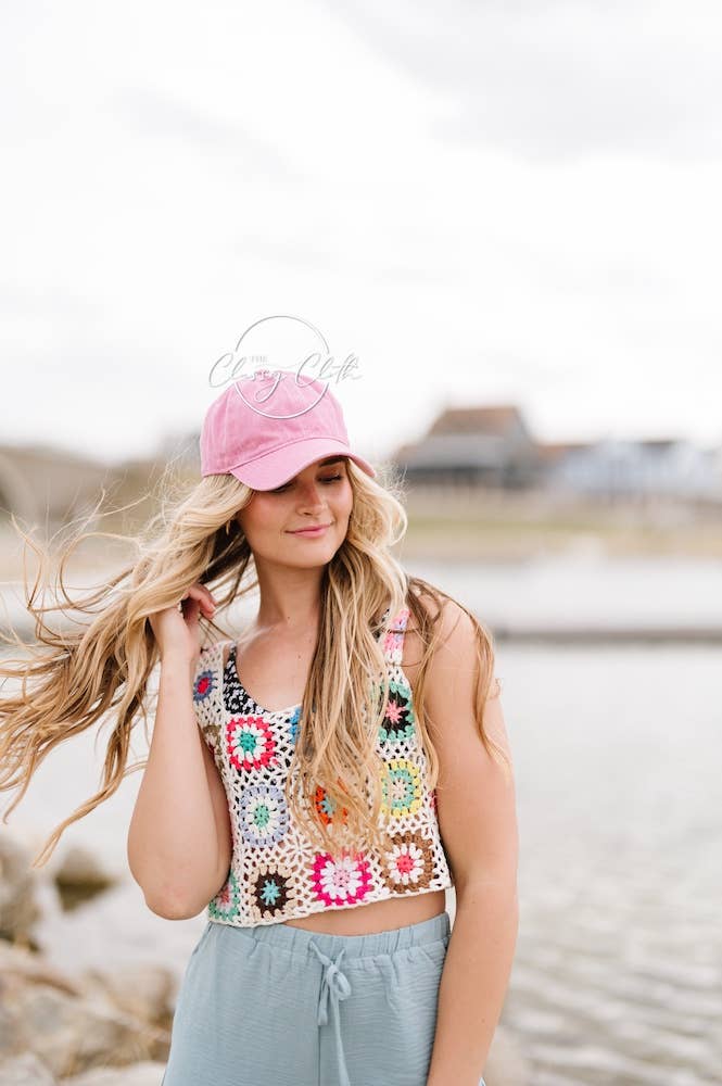 Baseball Cap Hat Stonewashed - Mauve Pink RTS
