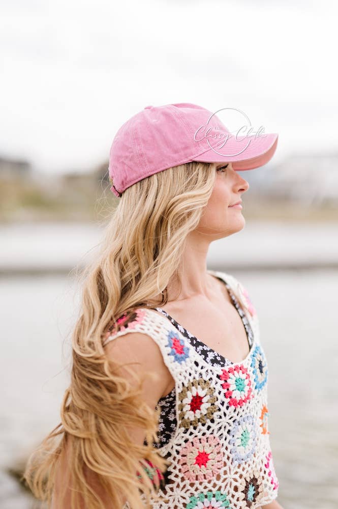 Baseball Cap Hat Stonewashed - Mauve Pink RTS