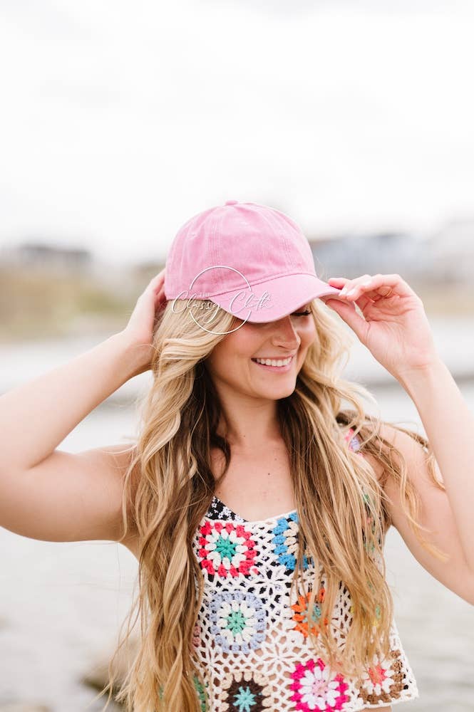 Baseball Cap Hat Stonewashed - Mauve Pink RTS
