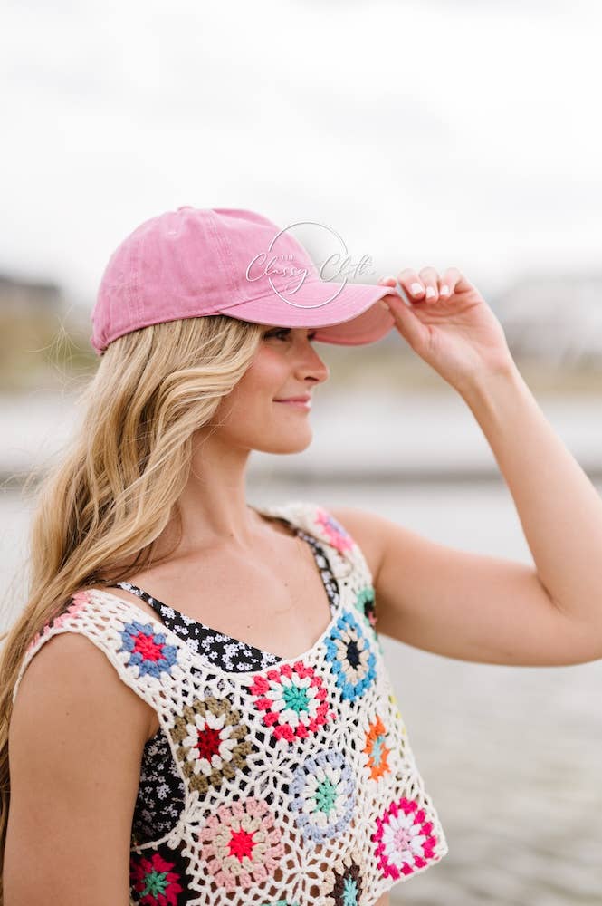Baseball Cap Hat Stonewashed - Mauve Pink RTS