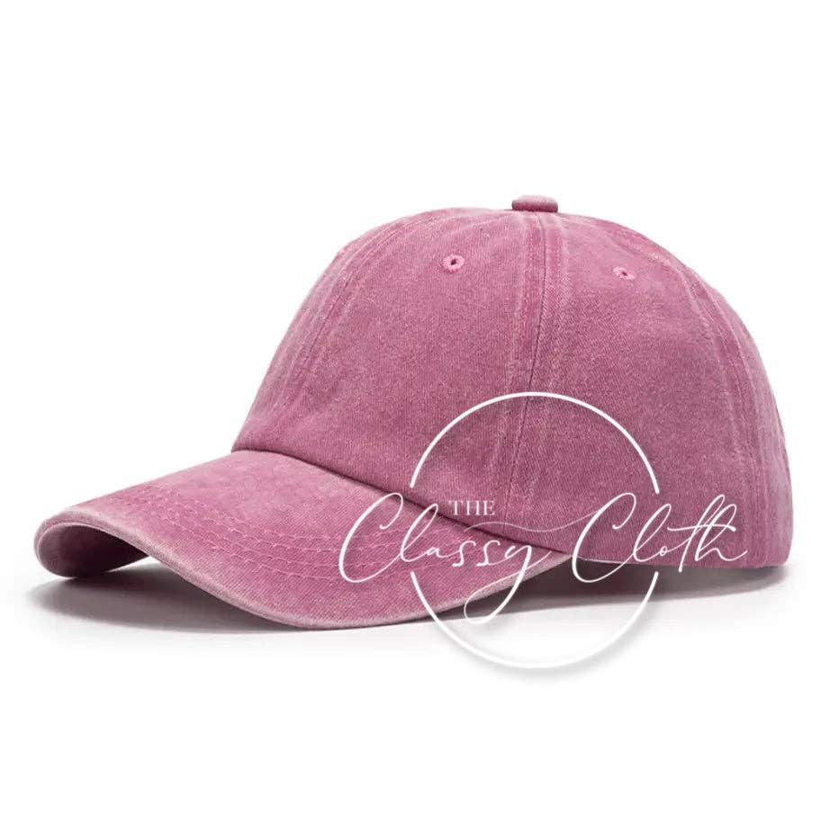 Baseball Cap Hat Stonewashed - Mauve Pink RTS