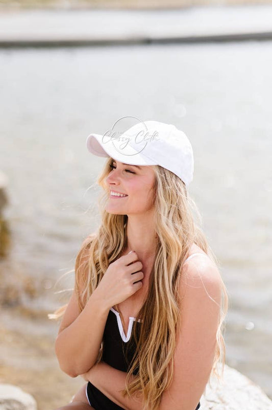 Baseball Cap Hat Stonewashed - White RTS