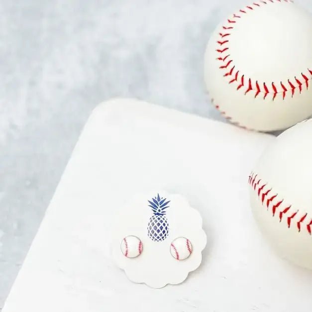 Baseball Enamel Stud Earrings, Cute Mini Sports Charm Jewelry, Add a Playful Touch to Your Look, Gift for Sports Fans - Nifty Decor & More