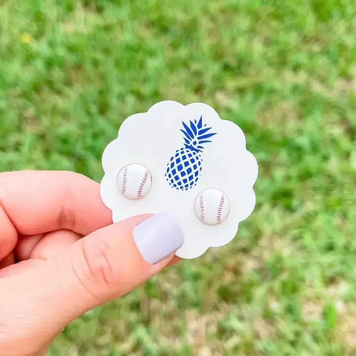 Baseball Enamel Stud Earrings, Cute Mini Sports Charm Jewelry, Add a Playful Touch to Your Look, Gift for Sports Fans - Nifty Decor & More