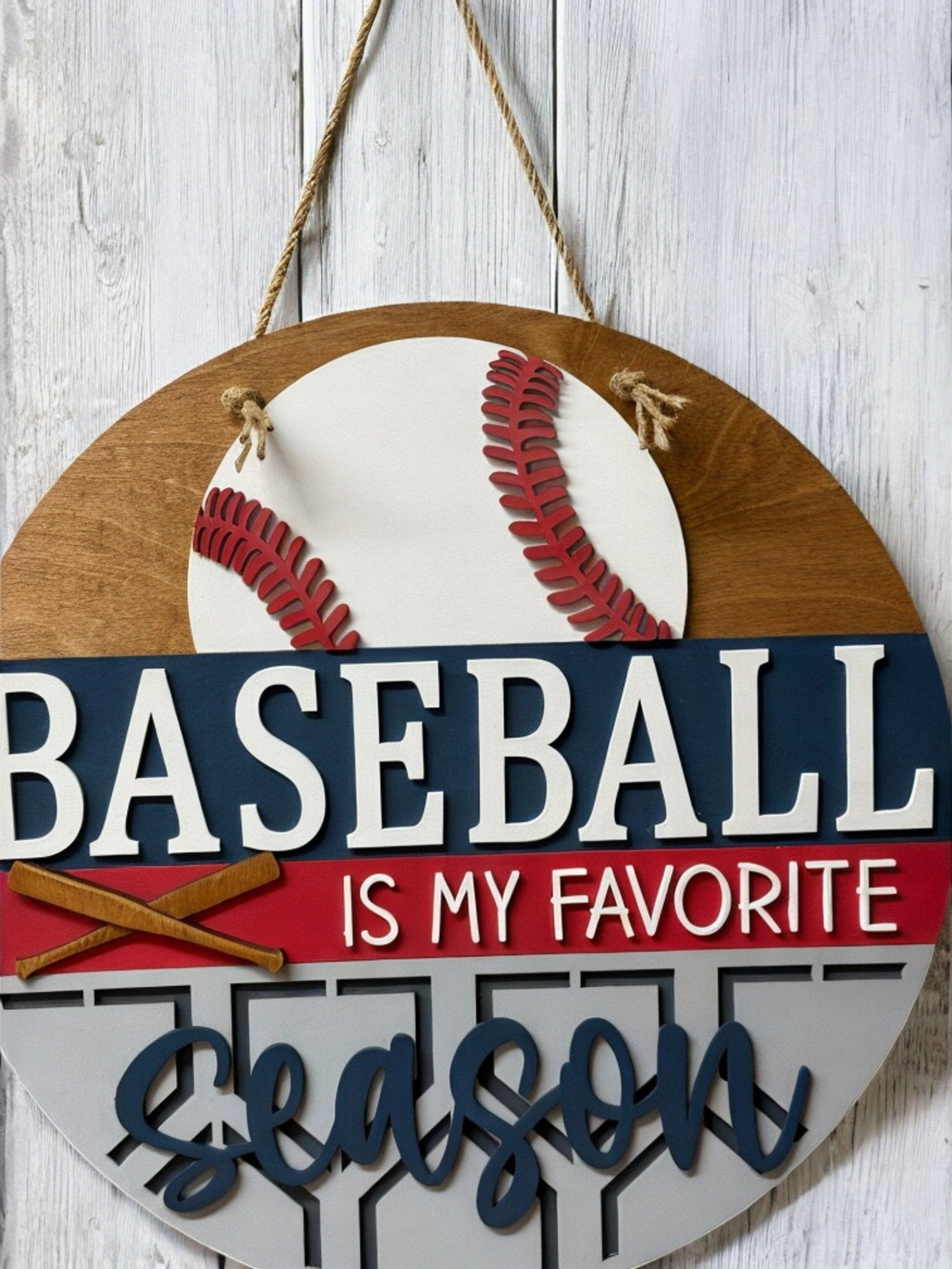 Baseball Sign, Playful "Baseball is My Favorite Season" Wall Art, Sports Room Decor, Gift for Baseball Fans - Nifty Decor & More