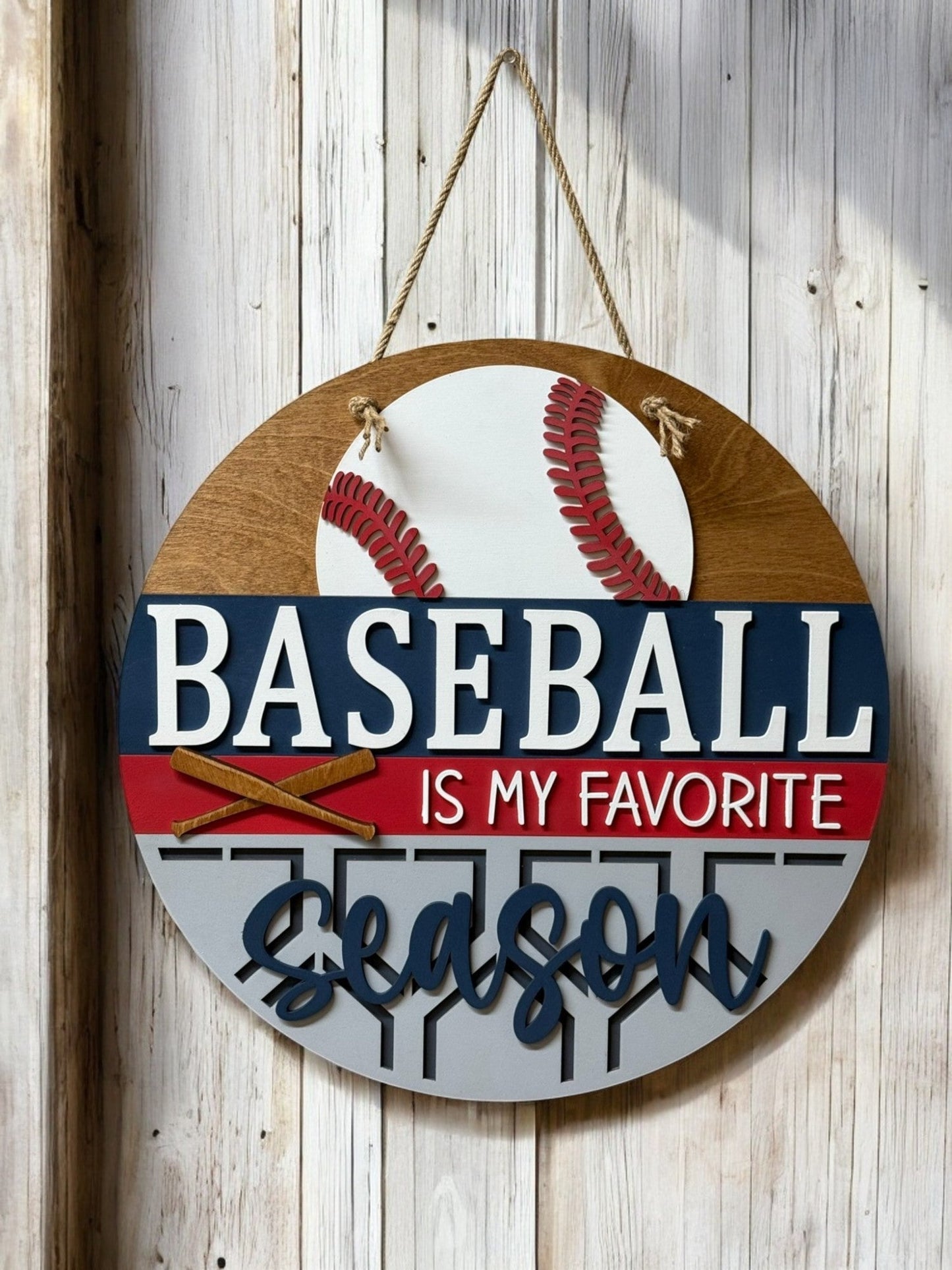 Baseball Sign, Playful "Baseball is My Favorite Season" Wall Art, Sports Room Decor, Gift for Baseball Fans - Nifty Decor & More
