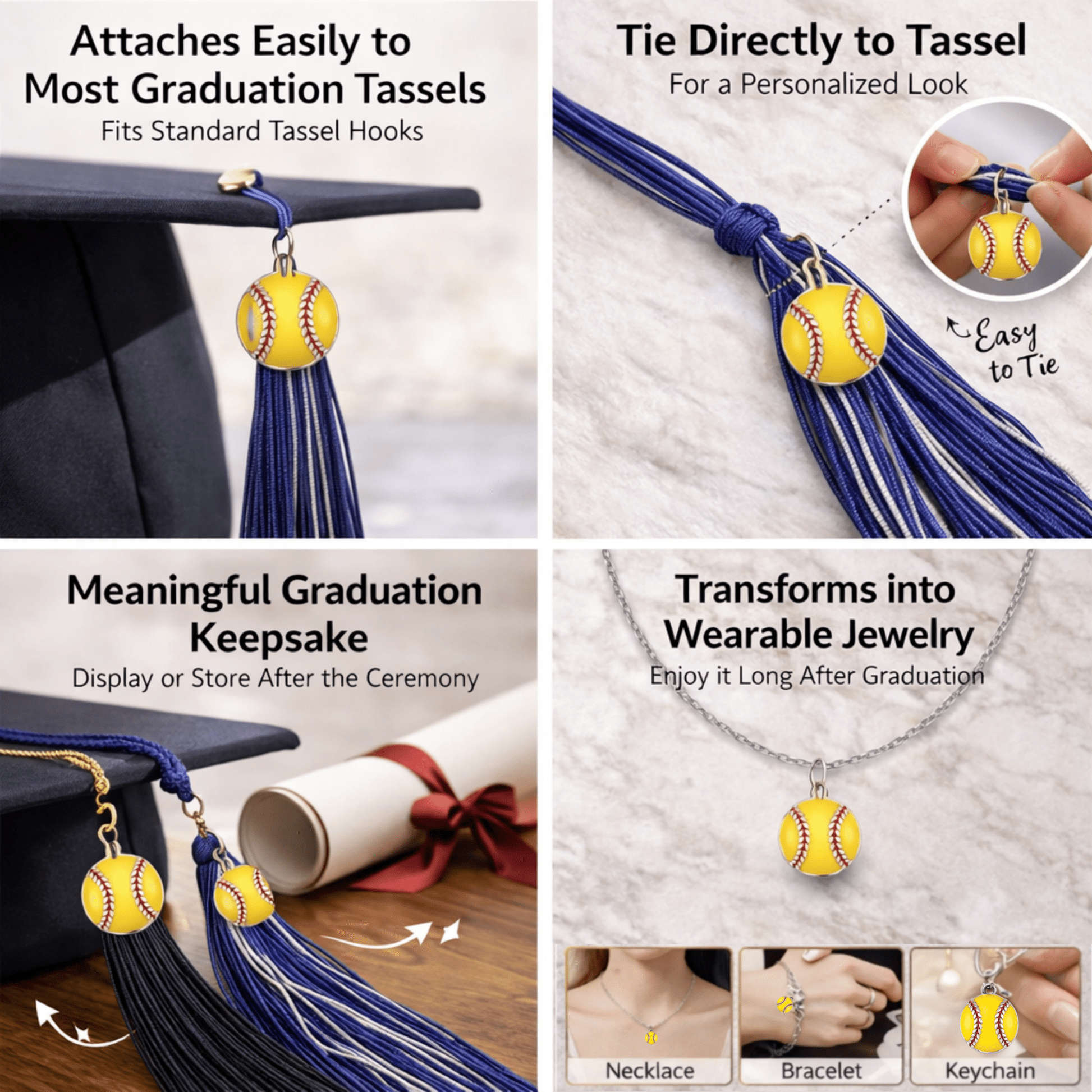 Baseball / Softball Graduation Tassel Charm - Nifty Decor & More