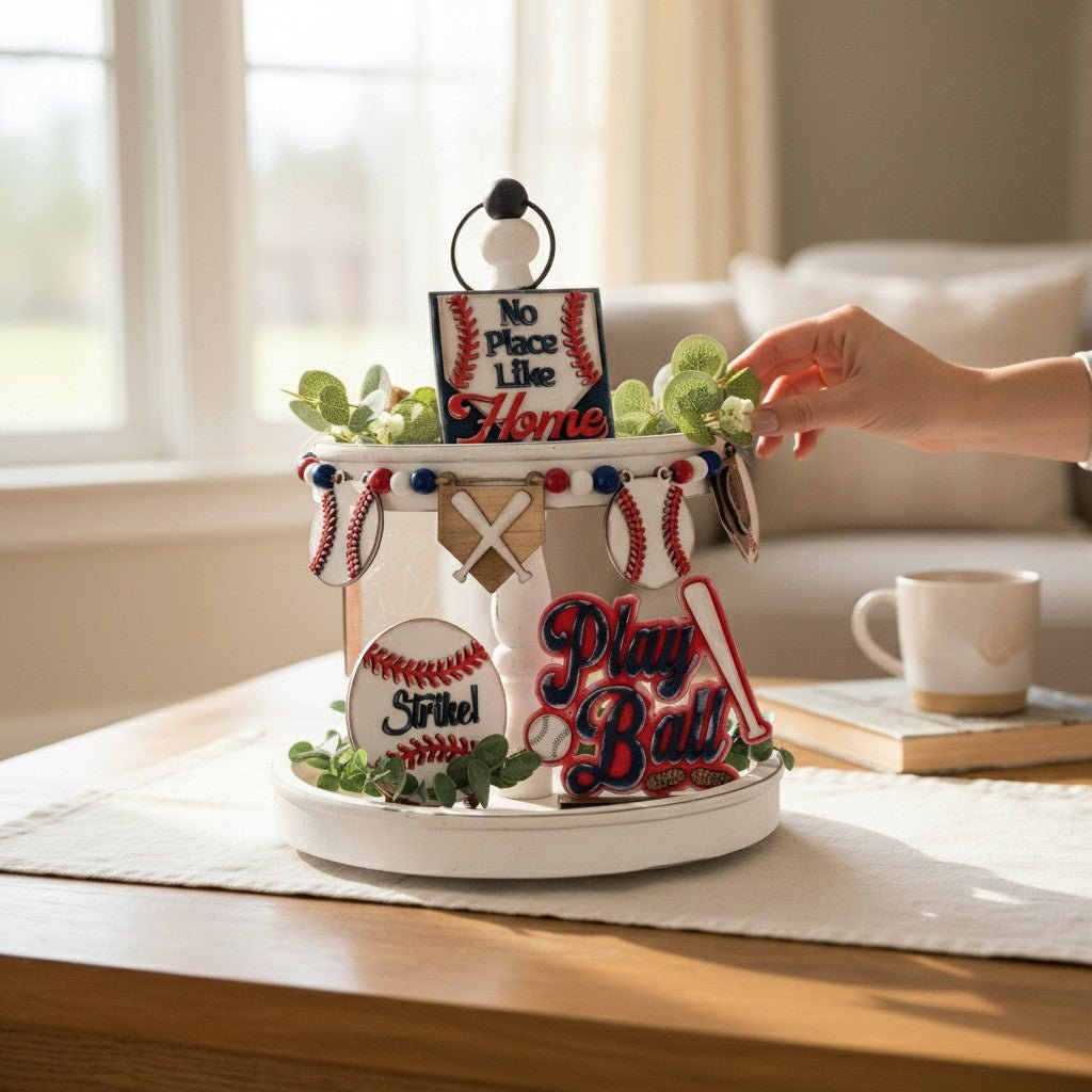 Baseball Tiered Tray Decor: Sports Fan Add - On - Nifty Decor & More