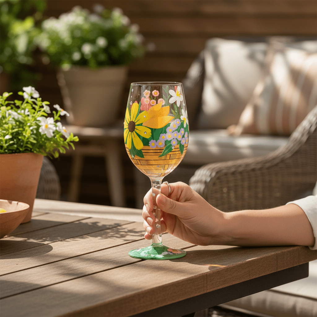 Basket Bouquet Wine Glass - Nifty Decor & More