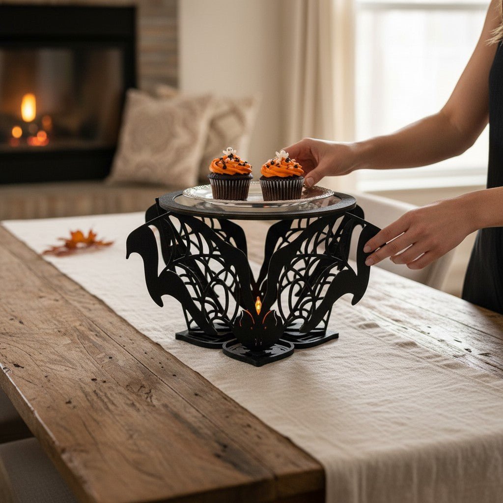 Bat Tiered Tray Halloween Cupcake Stand and Spooky Home Decor - Nifty Decor & More