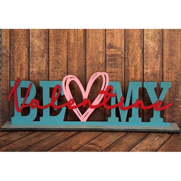 Be My Valentine Shelf Sitter Colorful Valentine Wood Sign Decor - Nifty Decor & More