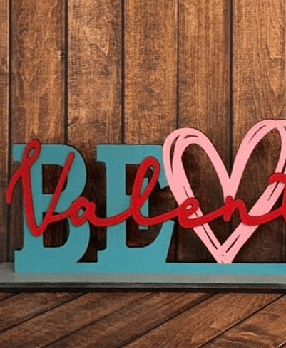 Be My Valentine Shelf Sitter Colorful Valentine Wood Sign Decor - Nifty Decor & More