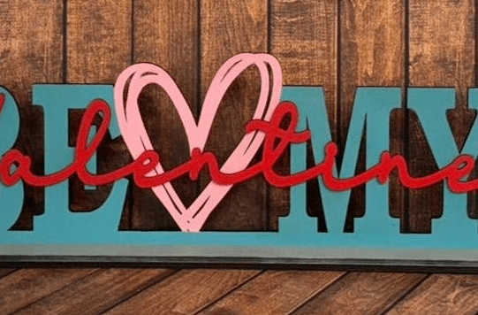 Be My Valentine Shelf Sitter Colorful Valentine Wood Sign Decor - Nifty Decor & More