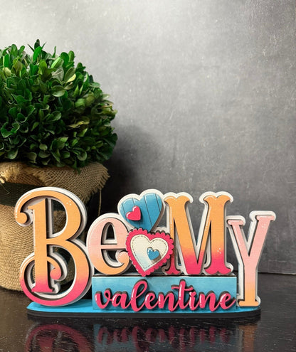 Be My Valentine Shelf Sitter • Pink Farmhouse Tabletop Home Accent - Nifty Decor & More