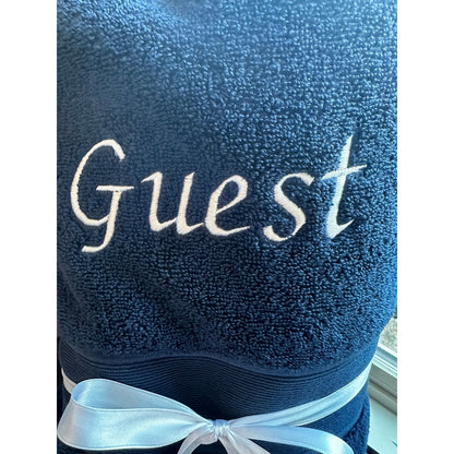 Be Our Guest Embroidered Hand and Bath Towel Set Luxury Cotton Guest Bathroom Decor - Nifty Decor & More