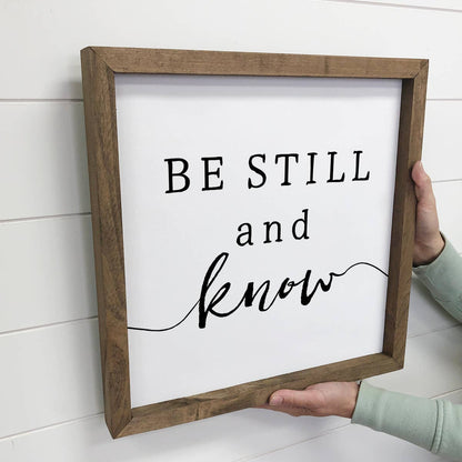 Be Still and Know Christian Farmhouse Wood Sign - Rustic Home Decor, Inspirational Wall Art, Faith - Based Gift, Scripture Decor - Nifty Decor & More
