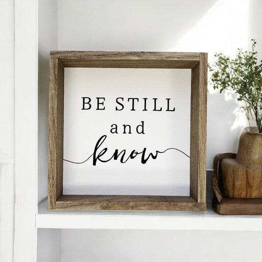 Be Still and Know Christian Farmhouse Wood Sign - Rustic Home Decor, Inspirational Wall Art, Faith - Based Gift, Scripture Decor - Nifty Decor & More