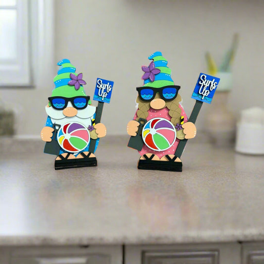 Beach Gnomes Summer Shelf Sitter Both