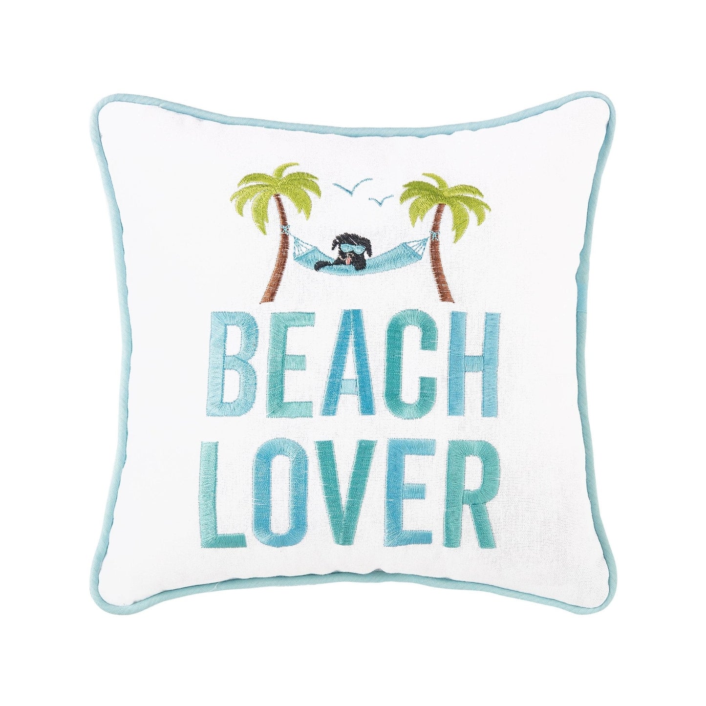 Beach Lover Throw Pillow, Embroidered Coastal Decor, Perfect for Beach House Vibes, Gift for Ocean Enthusiasts - Nifty Decor & More