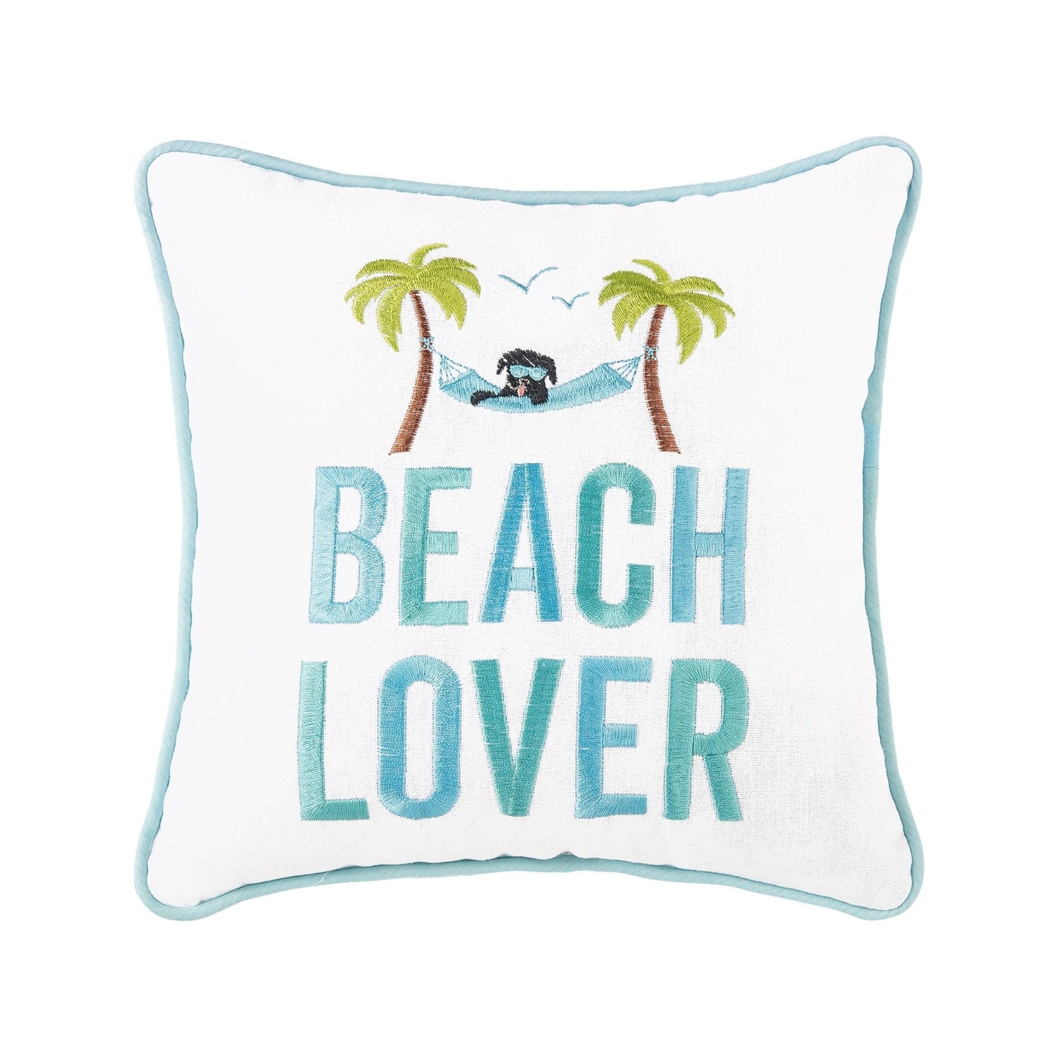 Beach Lover Throw Pillow, Embroidered Coastal Decor, Perfect for Beach House Vibes, Gift for Ocean Enthusiasts - Nifty Decor & More