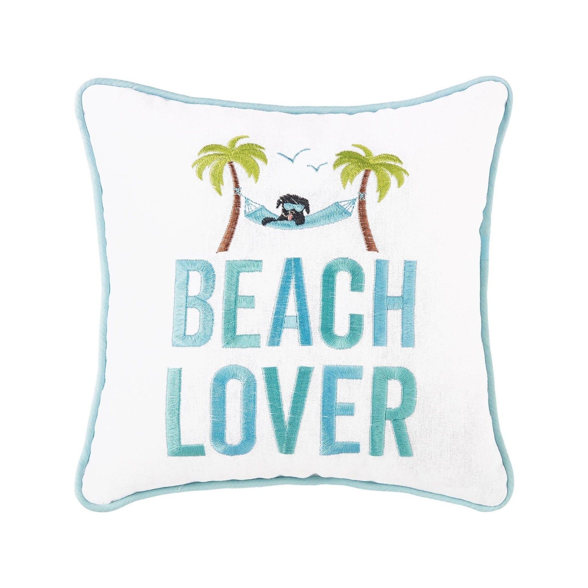 Beach Lover Throw Pillow, Embroidered Coastal Decor, Perfect for Beach House Vibes, Gift for Ocean Enthusiasts - Nifty Decor & More