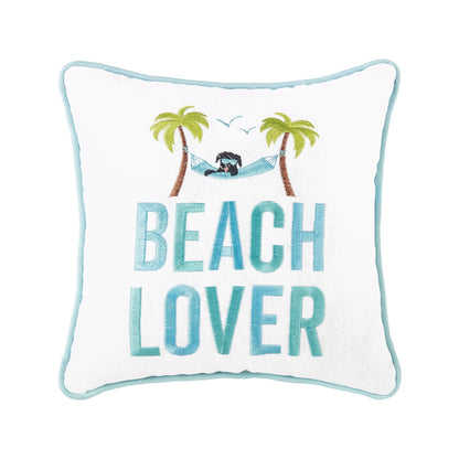 Beach Lover Throw Pillow, Embroidered Coastal Decor, Perfect for Beach House Vibes, Gift for Ocean Enthusiasts - Nifty Decor & More