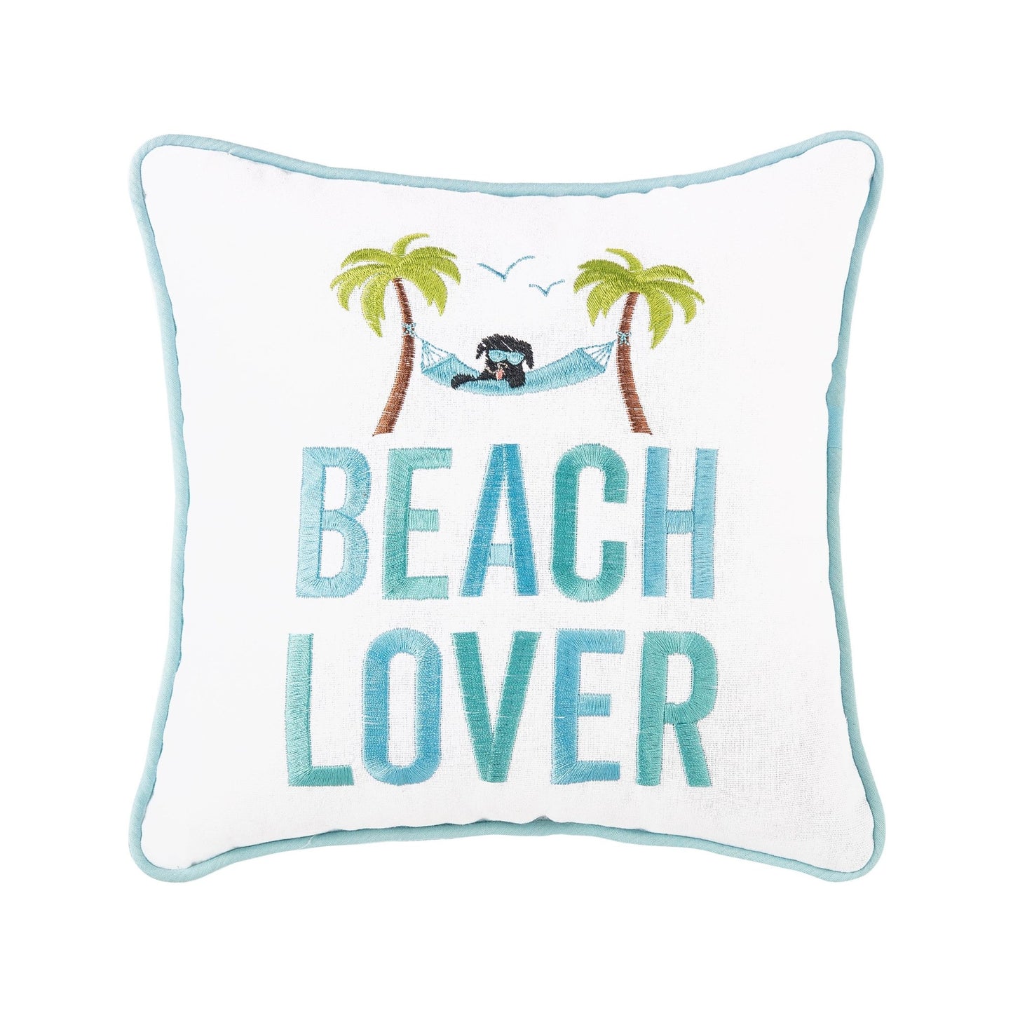 Beach Lover Throw Pillow, Embroidered Coastal Decor, Perfect for Beach House Vibes, Gift for Ocean Enthusiasts Throw Pillow