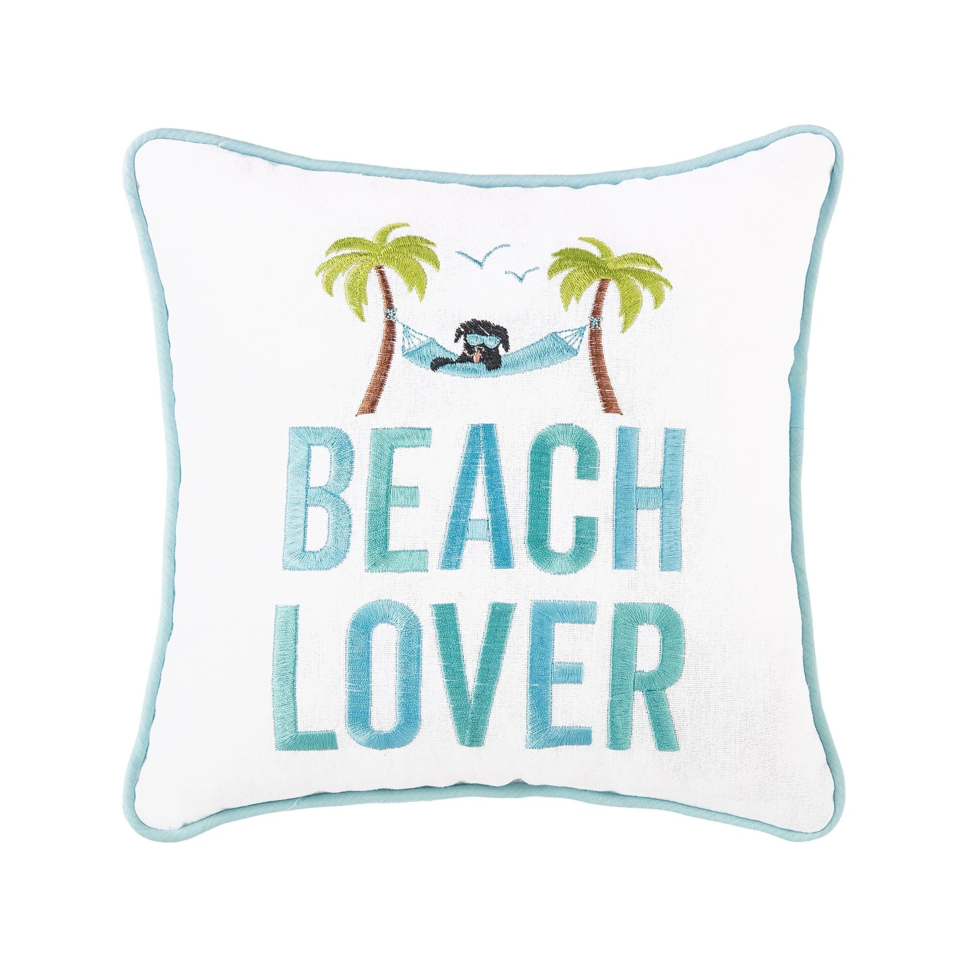 Beach Lover Throw Pillow, Embroidered Coastal Decor, Perfect for Beach House Vibes, Gift for Ocean Enthusiasts Throw Pillow
