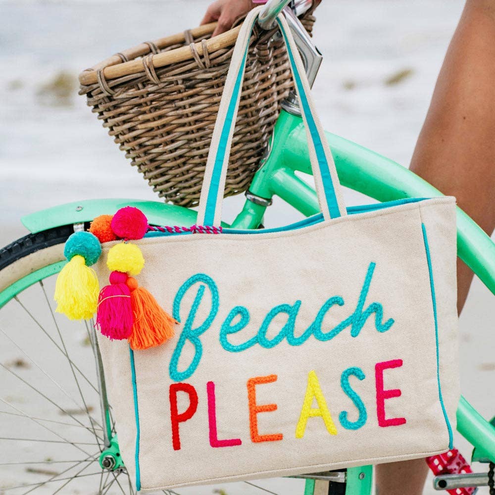 Beach Themed Tote Bags, Fun & Bright Beach Vibes Design, Ultimate Summer Tote Gift for Beach Lovers - Nifty Decor & More