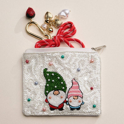 Beaded Christmas Gnome Zipper Pouch - Nifty Decor & More
