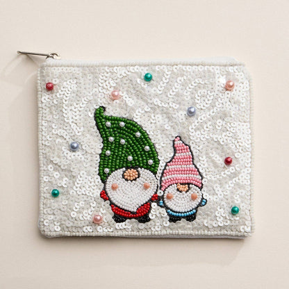 Beaded Christmas Gnome Zipper Pouch - Nifty Decor & More