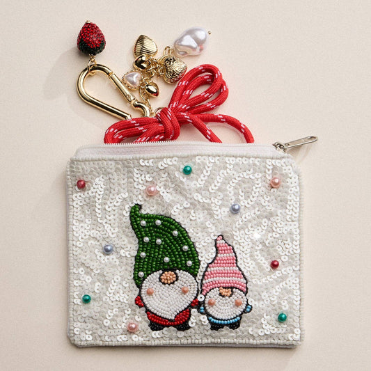 Beaded Christmas Gnome Zipper Pouch MT ONE