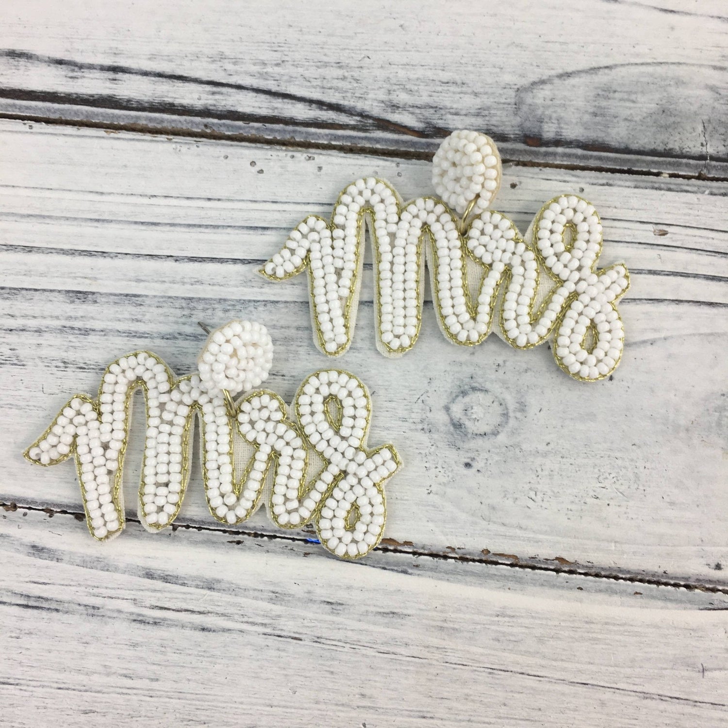 Beaded Mrs. Earrings - Nifty Decor & More