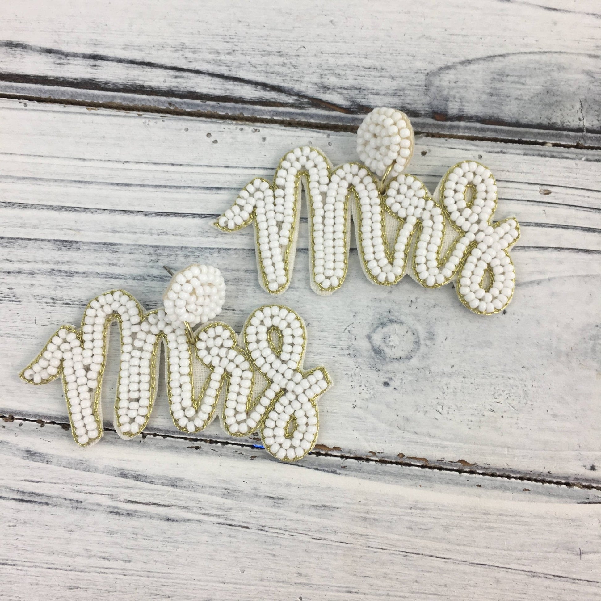 Beaded Mrs. Earrings - Nifty Decor & More