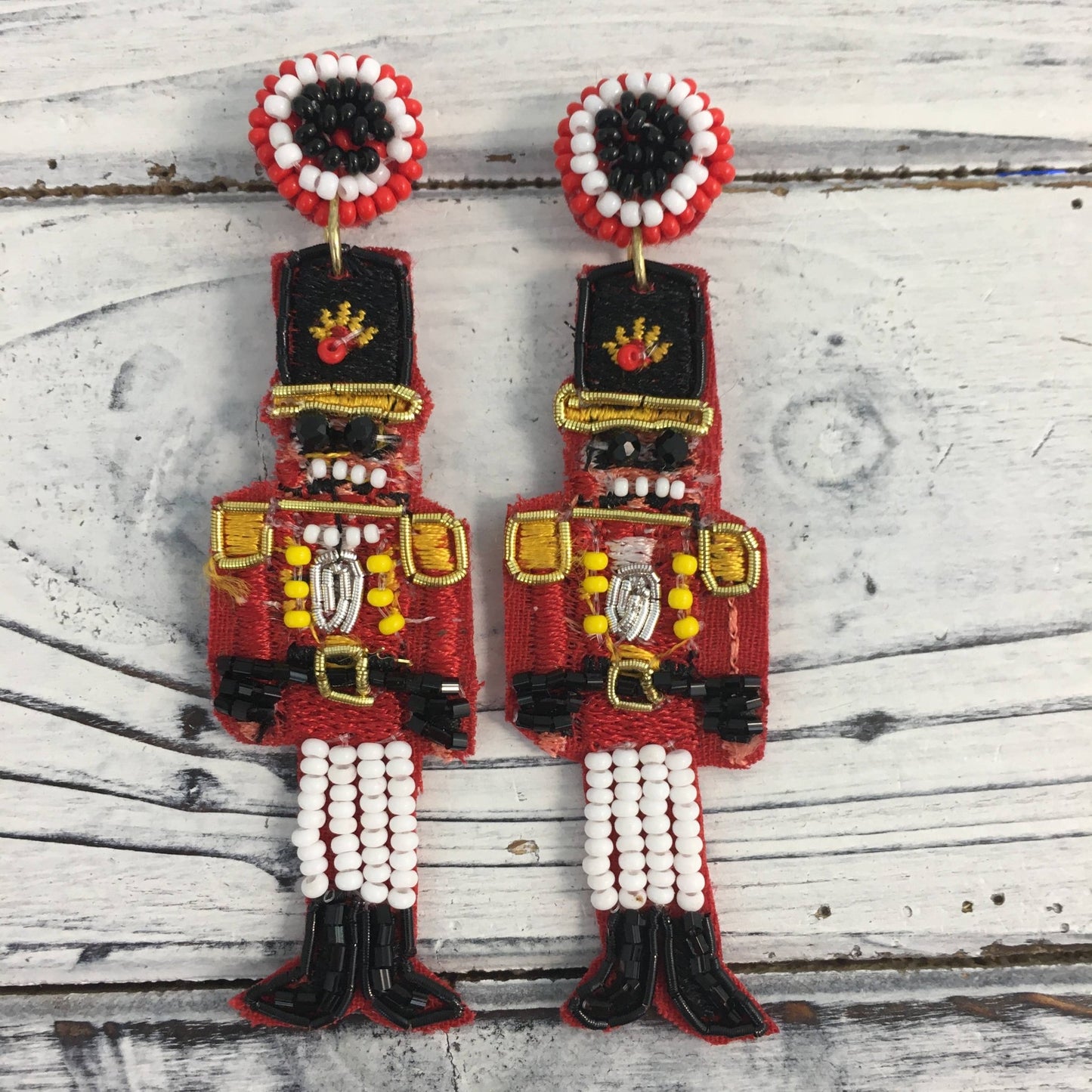 Beaded nutcracker earrings