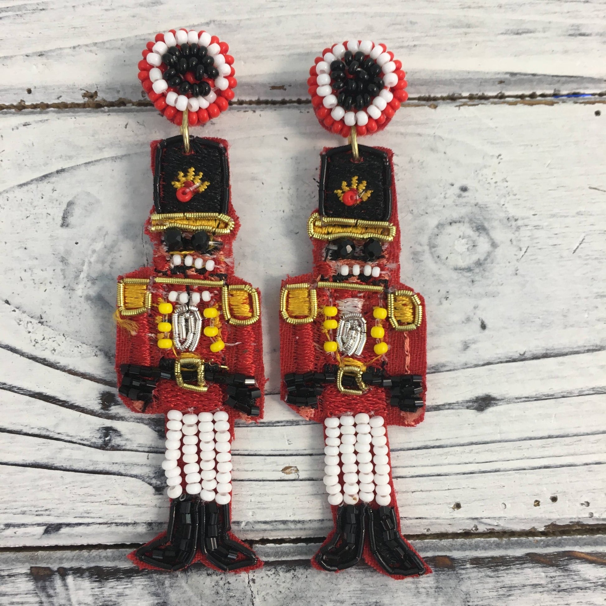 Beaded nutcracker earrings